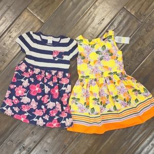 Bundle brand new Nautica citrus dress and used Gymboree floral dress size 4
